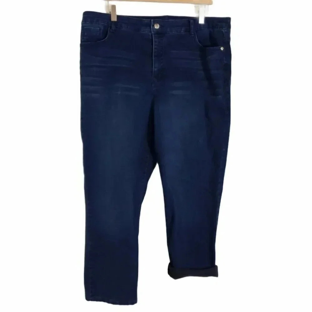 Bandolino 18 dark blue stretch jeans preppy Slimming Nautical